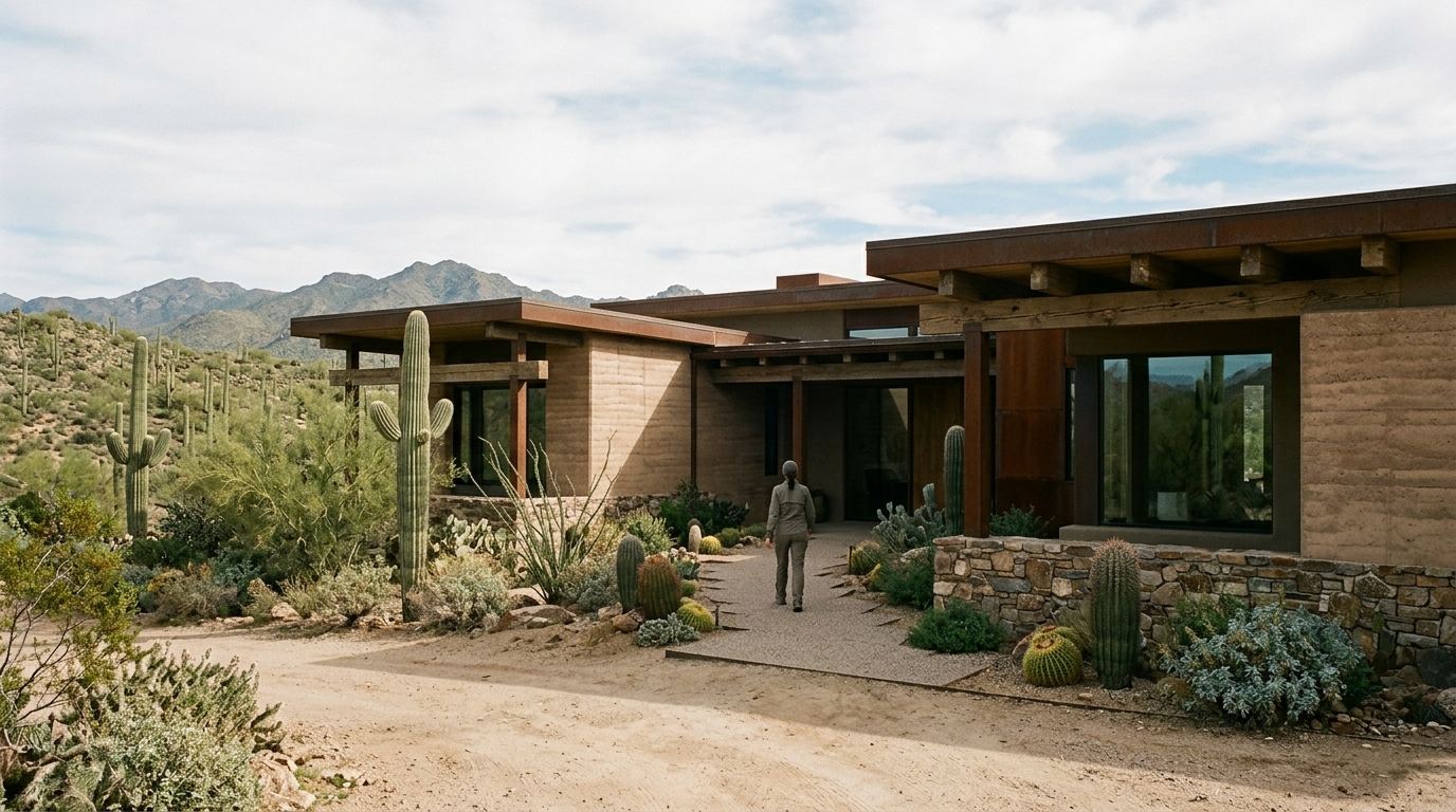 Hillside residential housing on terraced desert lots in Fountain Hills, Arizona