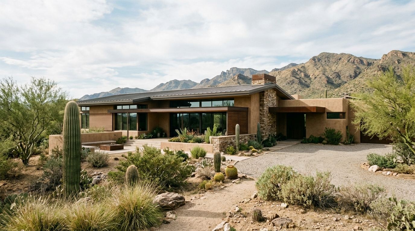 Large custom home on a desert lot in Paradise Valley, Arizona