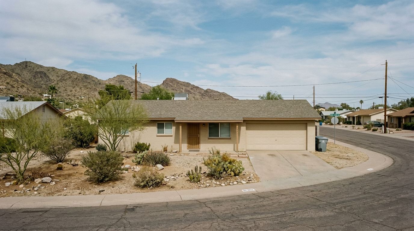Residential streets in Phoenix, Arizona spanning several construction eras