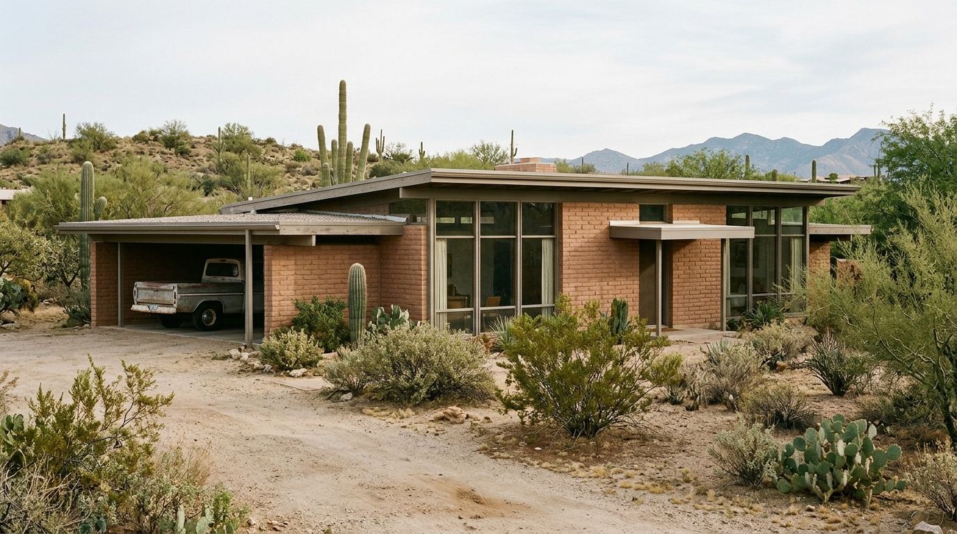 Mid-century single-story housing typical of the Tucson metropolitan area