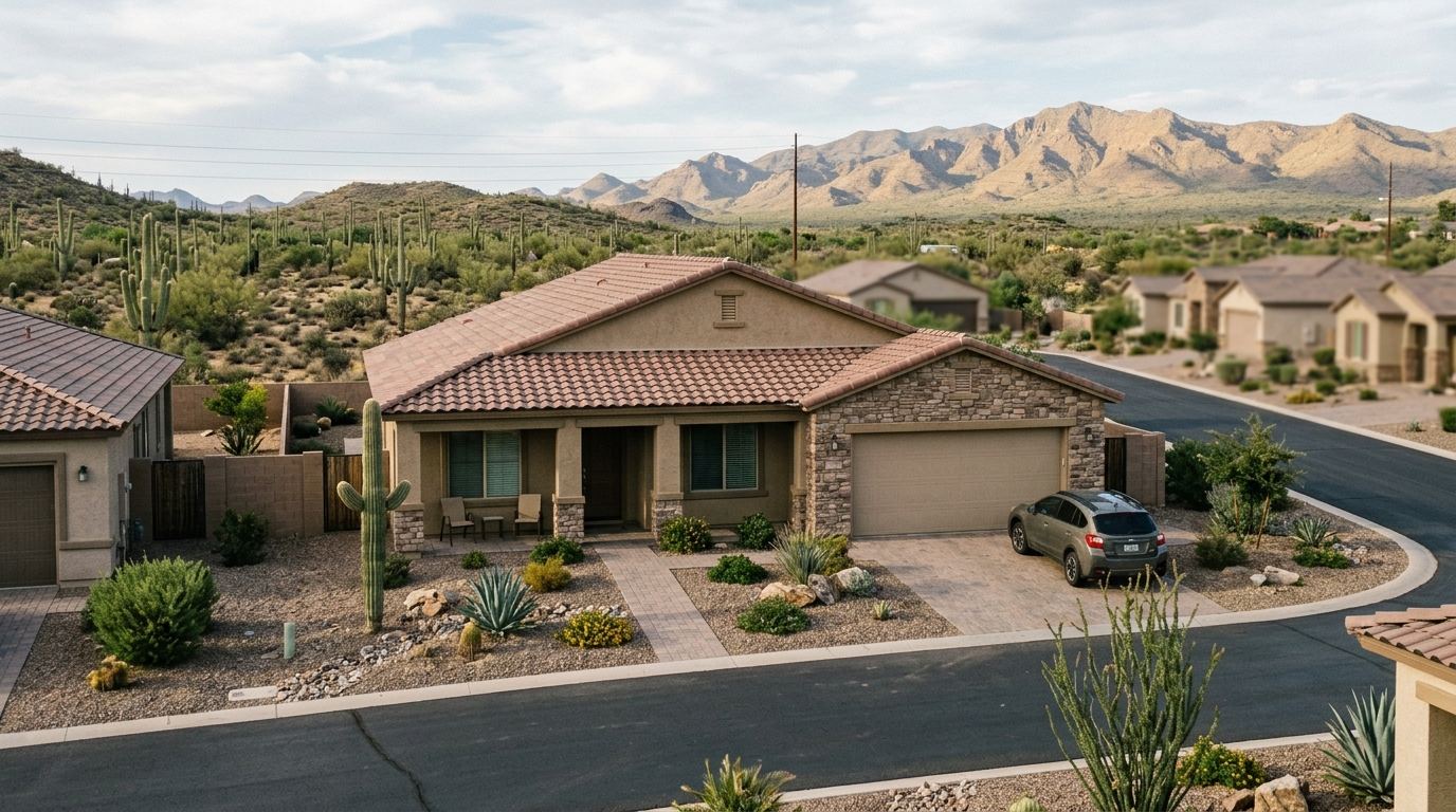Older modest single-story housing with newer infill in El Mirage, Arizona