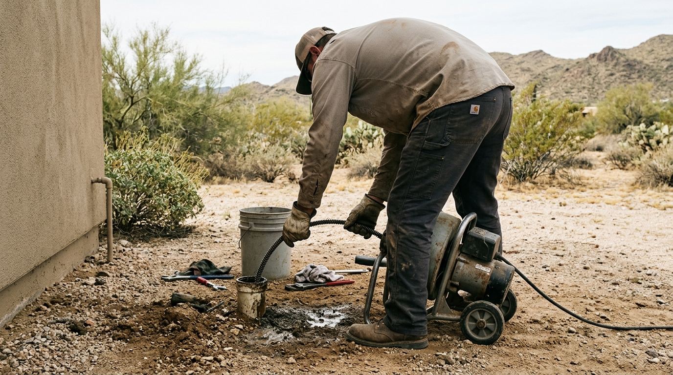 Drain cleaning at an Arizona home