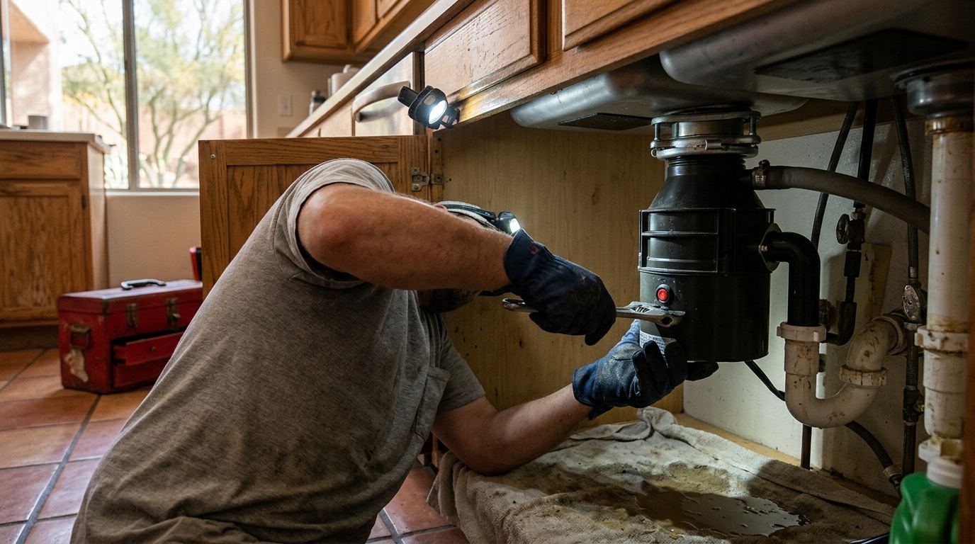 Garbage disposal repair at an Arizona home