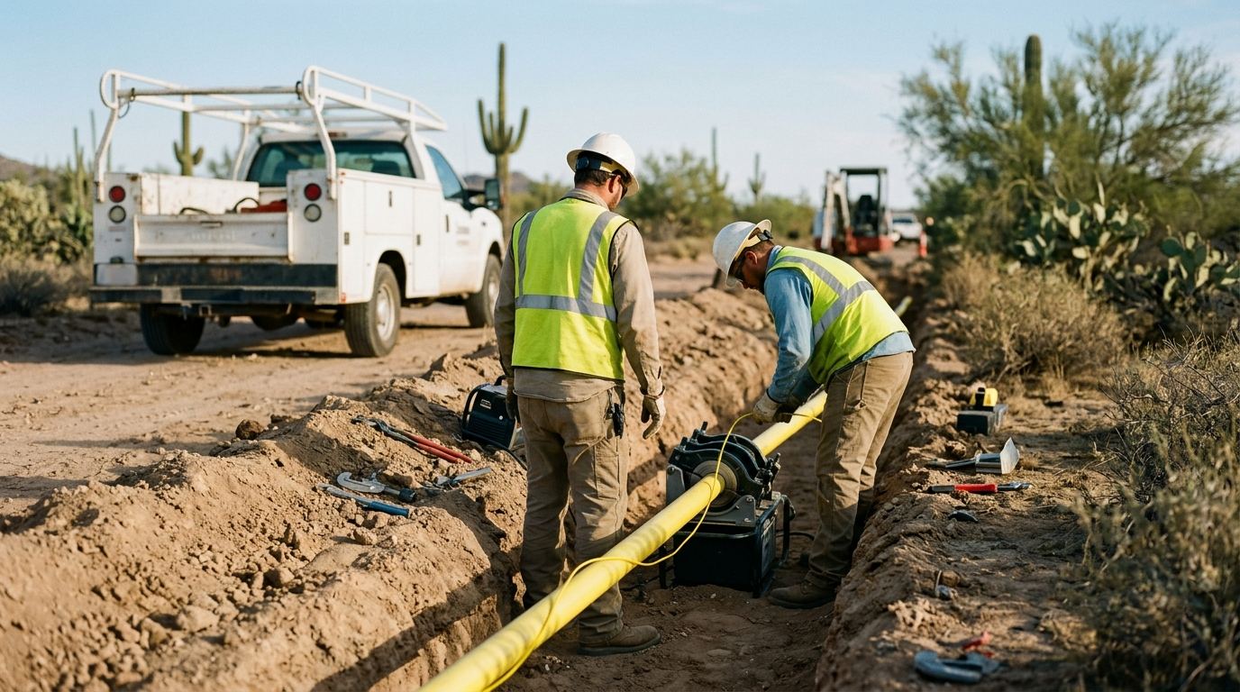 Gas line services at an Arizona home