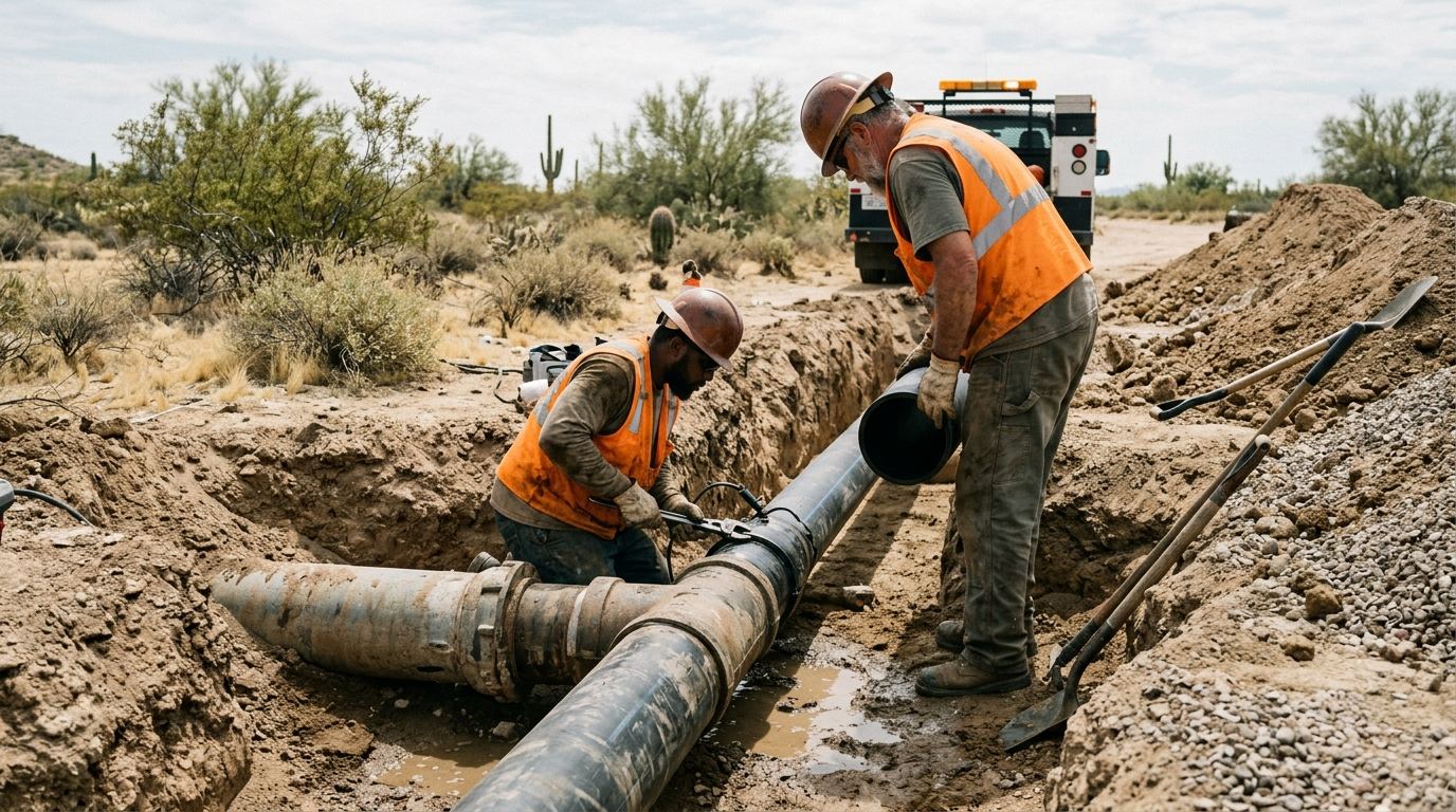 Main water line repair at an Arizona home