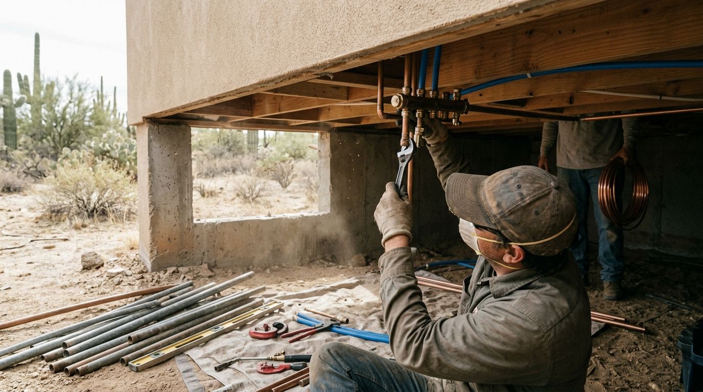 Pipe rerouting at an Arizona home