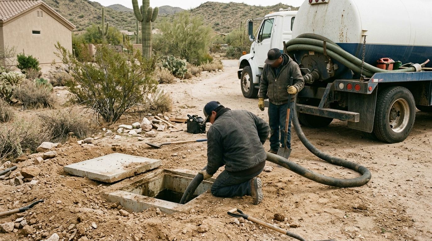 Septic system plumbing at an Arizona home