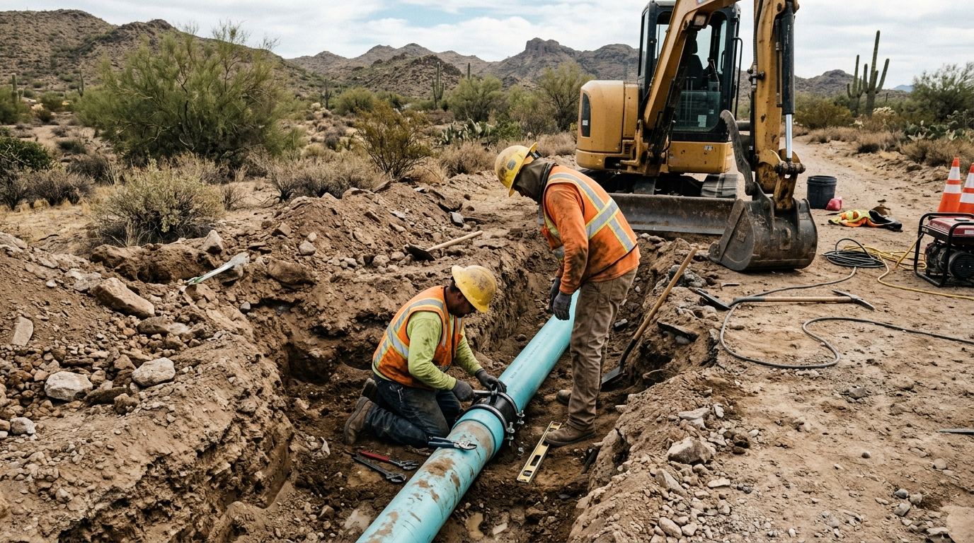 Sewer line repair at an Arizona home