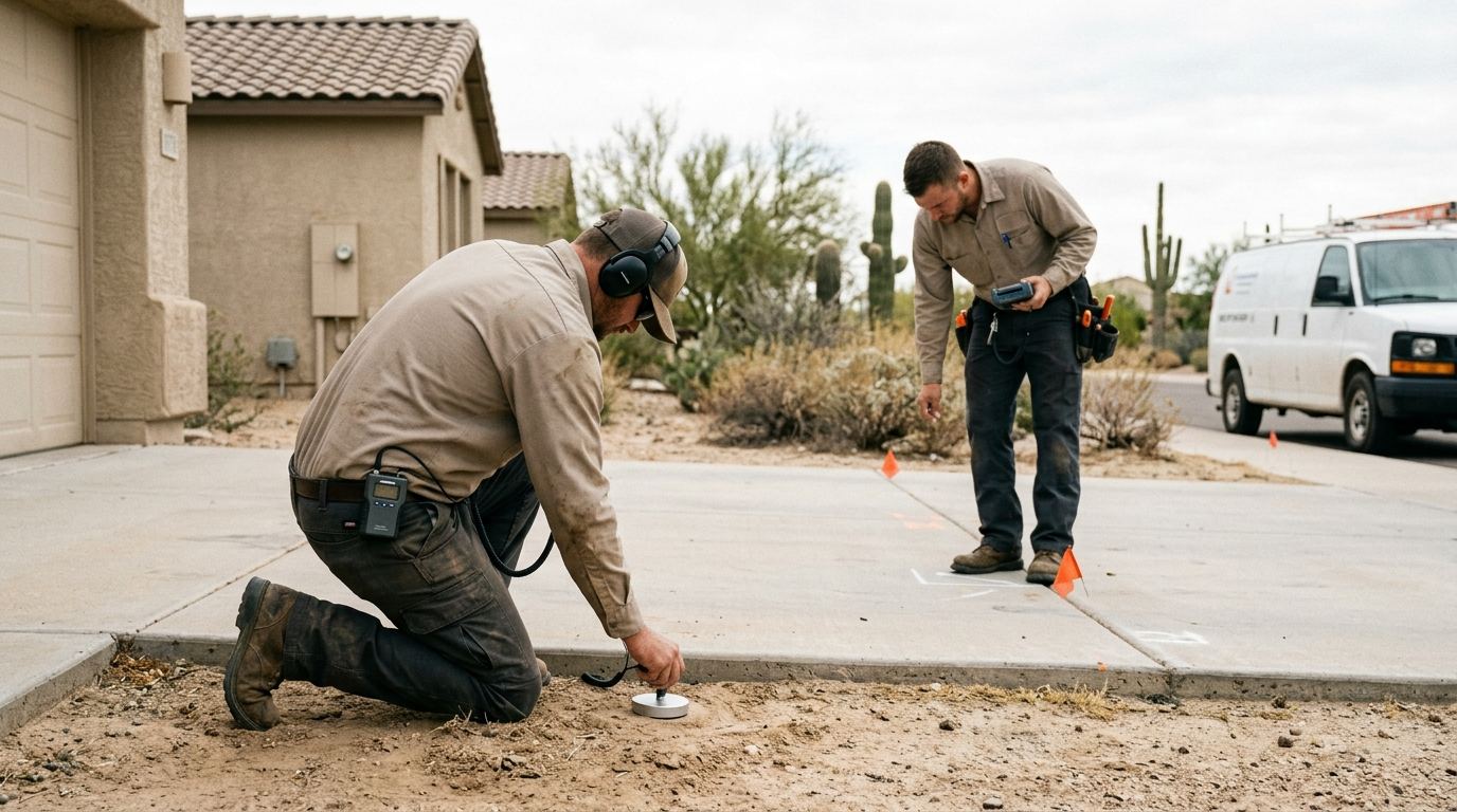 Slab leak detection at an Arizona home