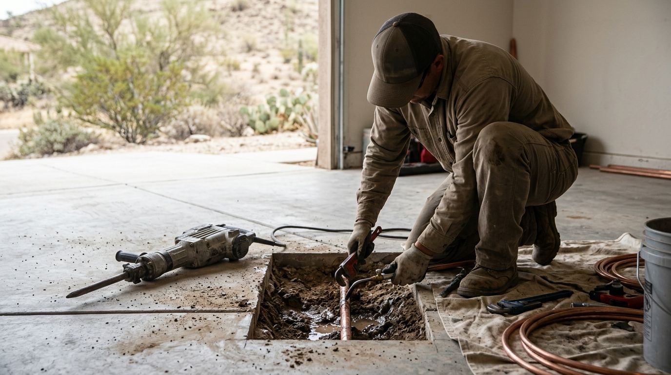 Slab leak repair at an Arizona home