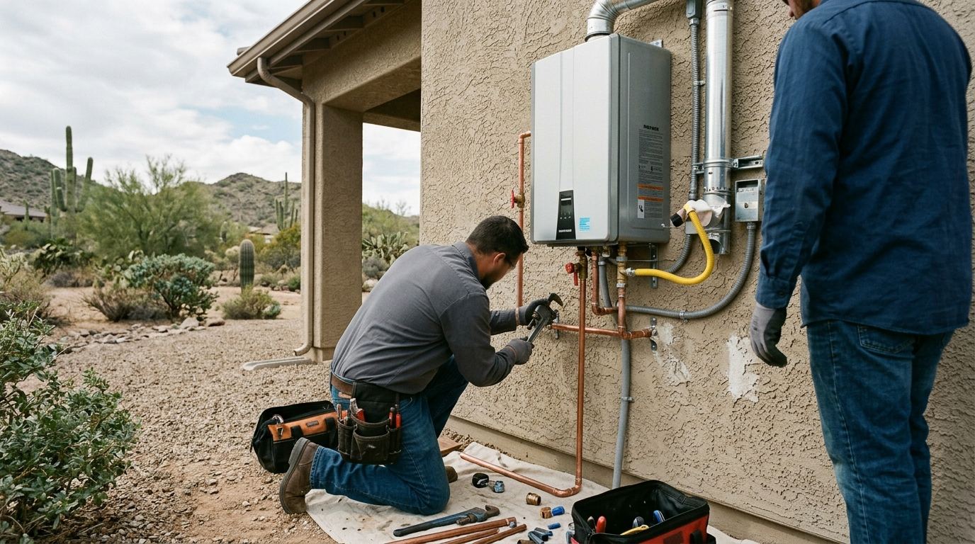 Tankless installation at an Arizona home