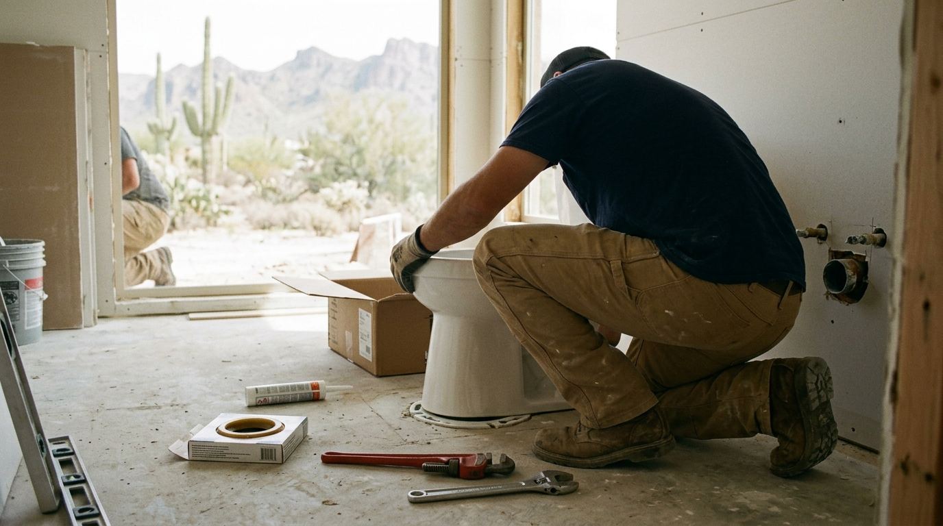 Toilet repair and installation at an Arizona home