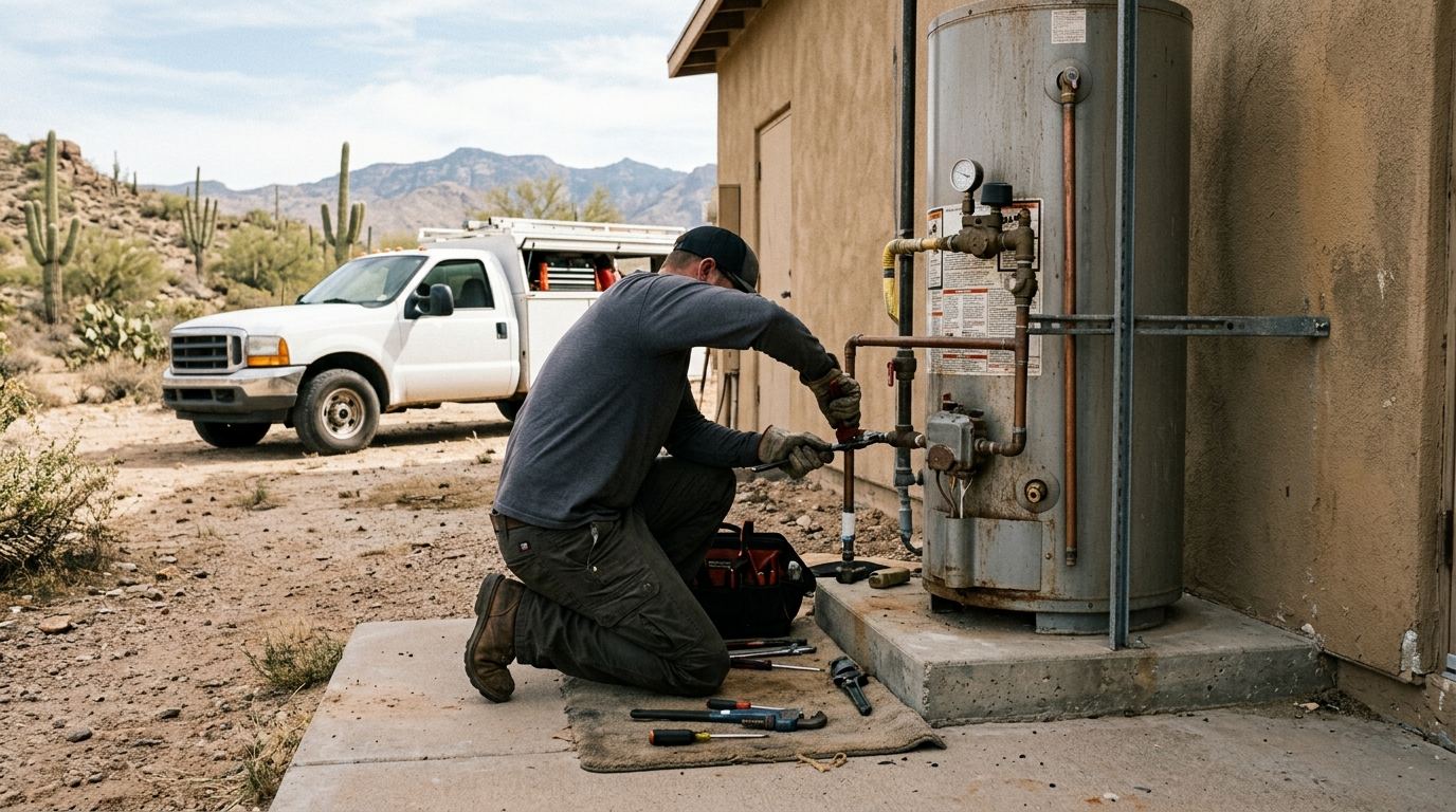 Water heater installation at an Arizona home