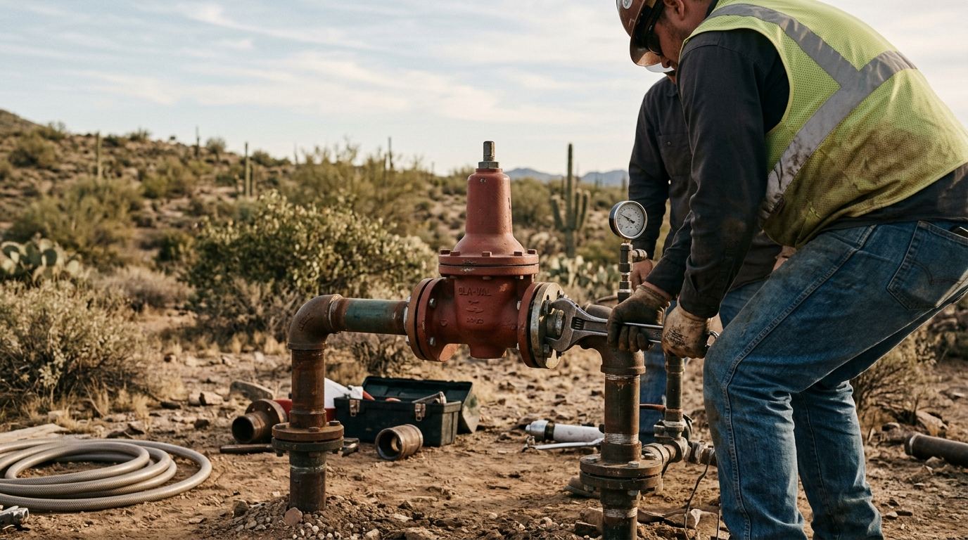 Water pressure regulator at an Arizona home
