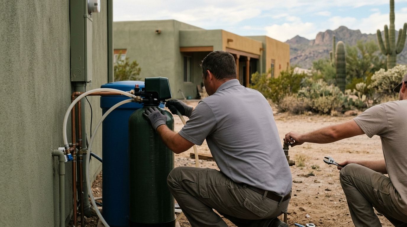 Water softener installation at an Arizona home