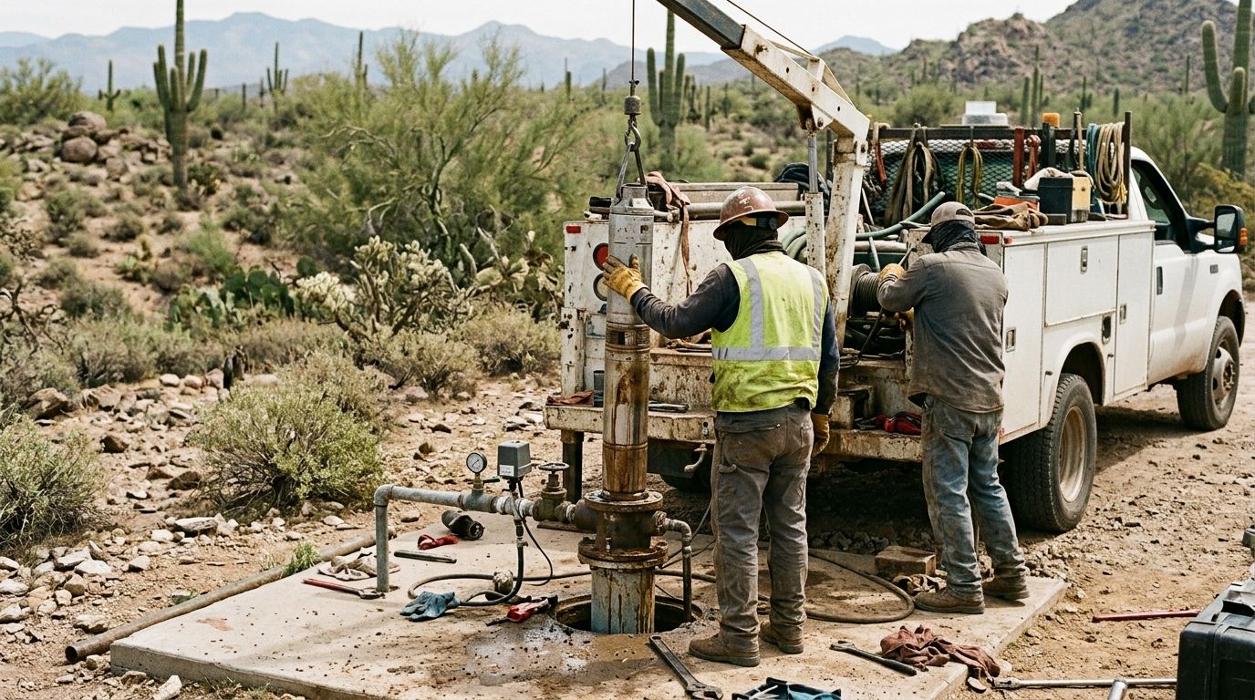 Well pump and water systems at an Arizona home